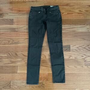 rag & bone Women’s 26 Ridley Waxy Moto Leggings Dark Olive Streetwear Casual